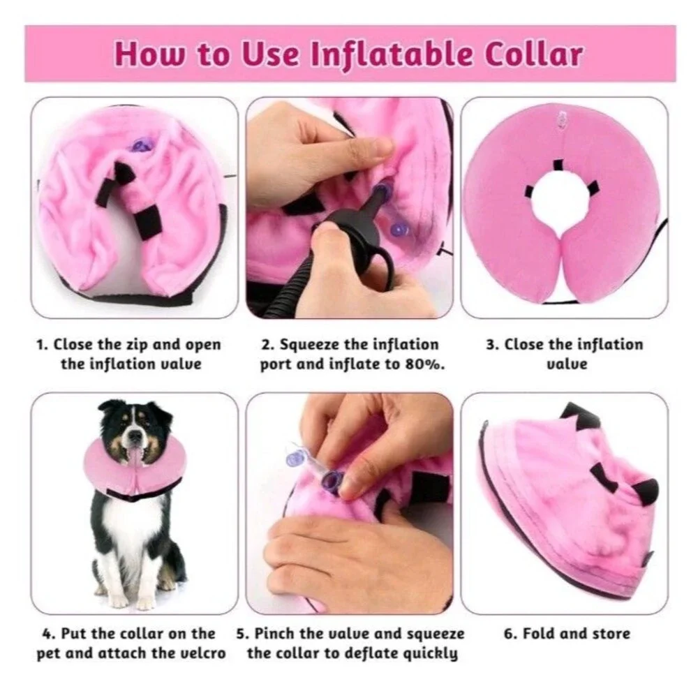 Inflatable Protective Collar for Dogs and Cats for Surgery and Wounds